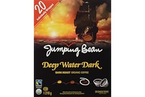 Jumping Bean Dark Roast Fairtrade Organic 100% Compostable K-Cup Coffee Pods, Individually Wrapped, ECO2Roast, Premium Coffee