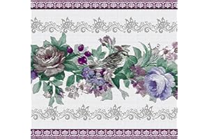 Dundee Deco DDAZBD9039 Peel and Stick Wallpaper Border - Floral Purple, Blue, Green Flowers on Vine Wall Border Retro Design,