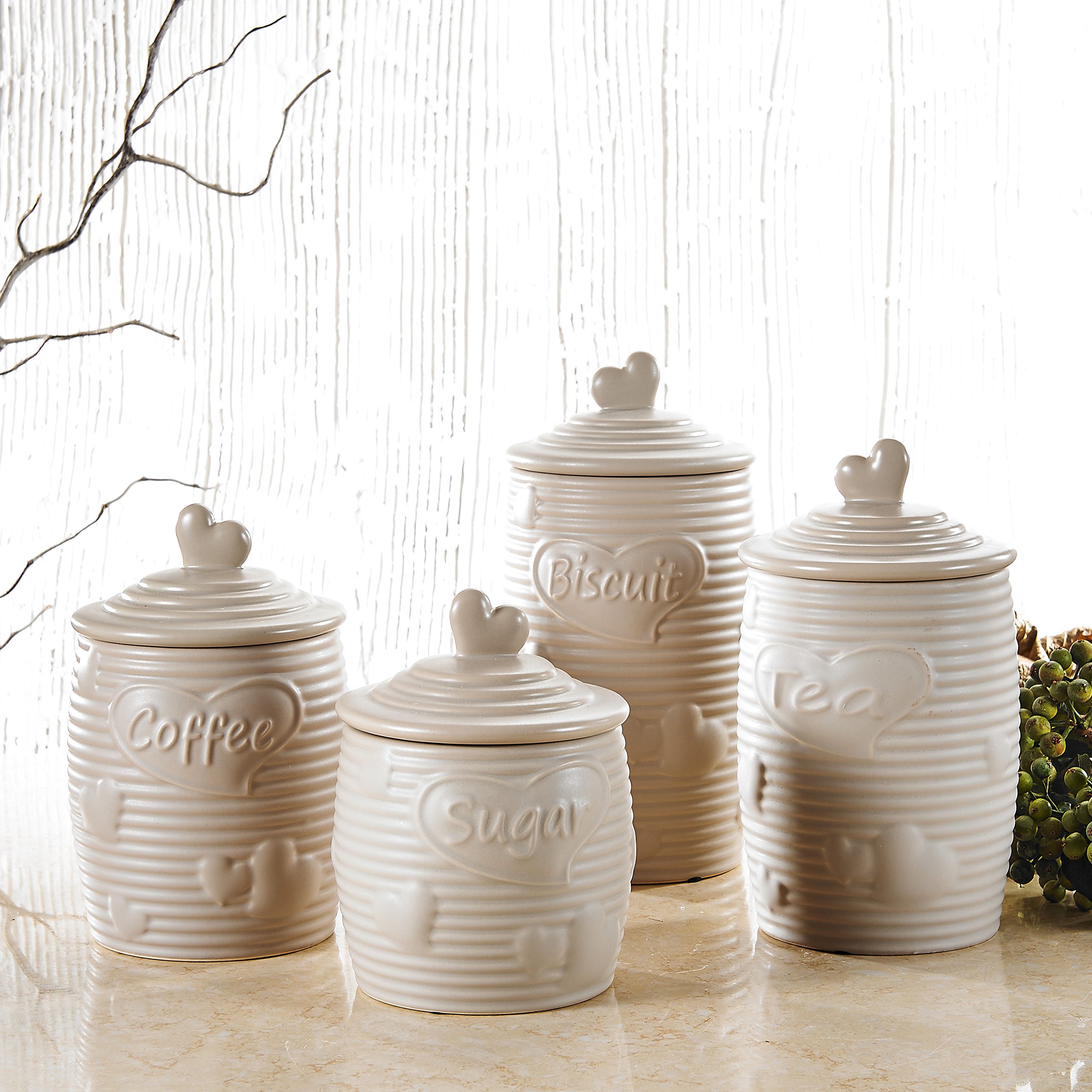 porcelain tea coffee sugar canisters