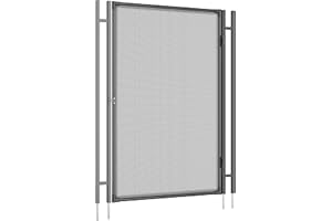 GarveeLife 4 ft x 2.5 ft Pool Fence Gate, Pool Fence Gate Kit with Steel Aluminum Pipe Frame for InGround Above Ground Pools, Black