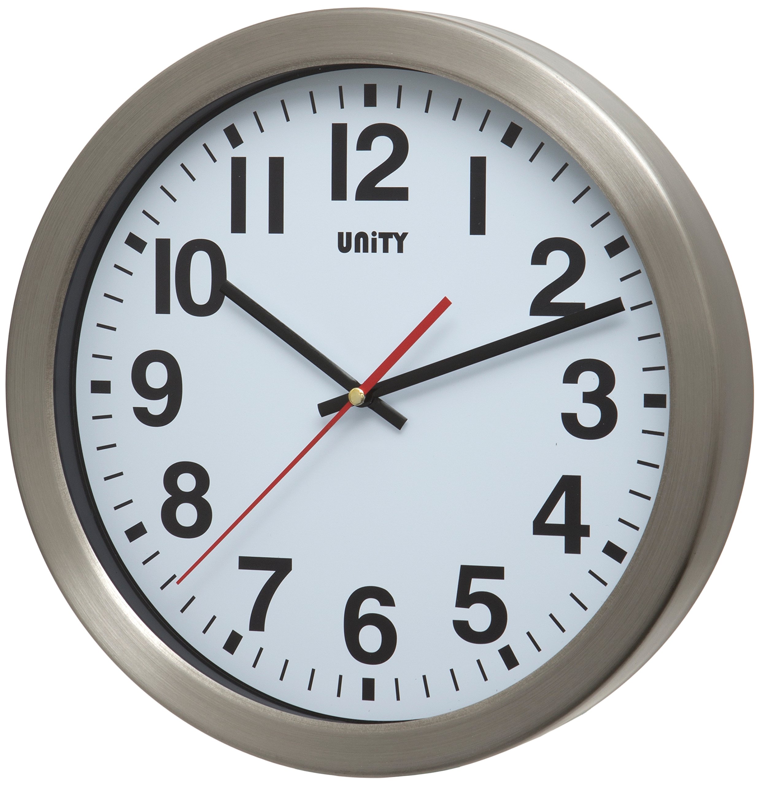 Unity Wall Clock, Peterhead Silver Metal, Silent Sweep, 30cm / 12-inch