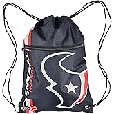 FOCO Houston Texans Big Logo Drawstring Backpack with 2nd Zippered Pocket – Limited Edition Texans Bag – NFL Gear – Show Your Team Spirit with Officially Licensed Houston Texans Fan Gear