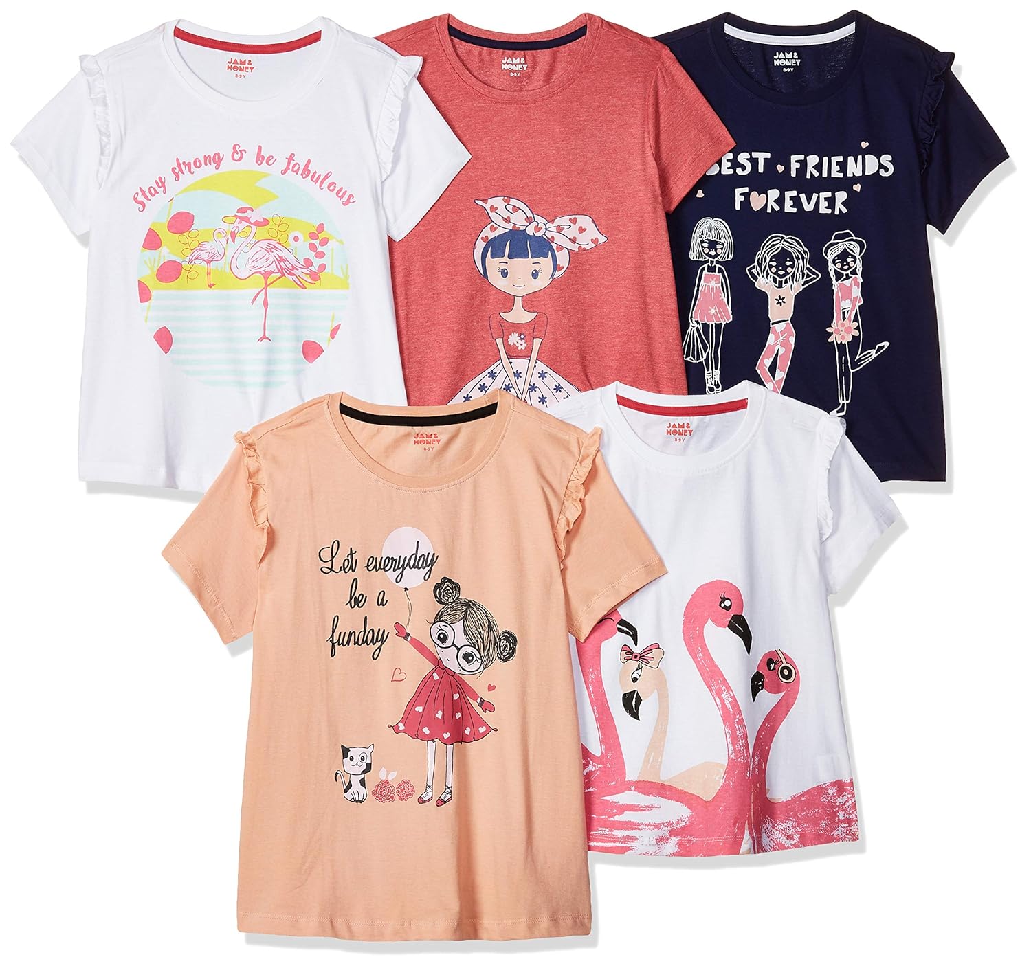 Buy Amazon Brand Jam & Honey Girl's Starred Regular fit TShirt (Pack