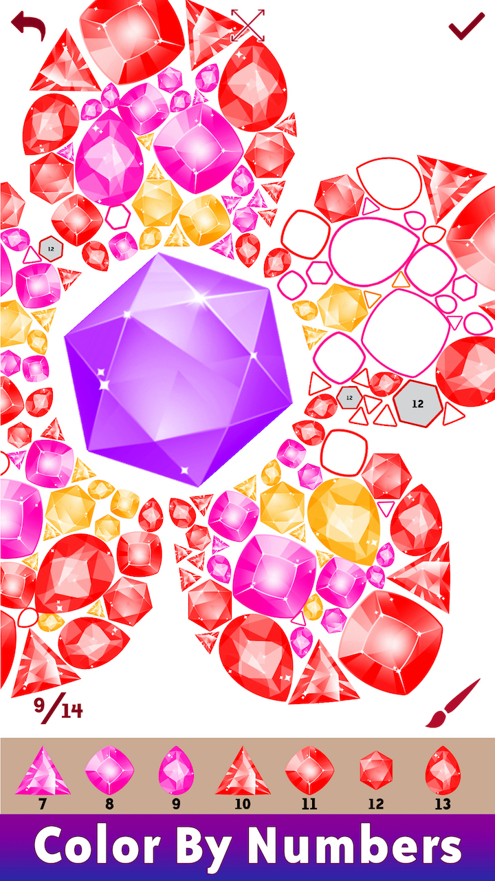Gems Art Color by Number, Fashion Coloring Pages Apps