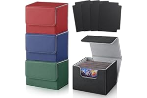 TiopLior Card Deck Box Fit for MTG Deck Box with Black Card Dividers, 4 Pack Horizontal Leather Deck Card Box for TCG Magic Commander Trading Card Deck Box Card Storage Box