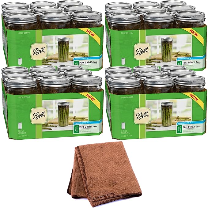 Ball 65500 Wide Mouth 24 Oz. Glass Mason Jars 36 / CS with Cleaner