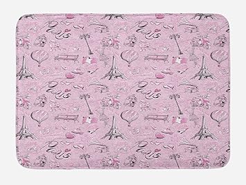 Amazon Com Lunarable Paris Bath Mat Paris Themed Sketch Art With