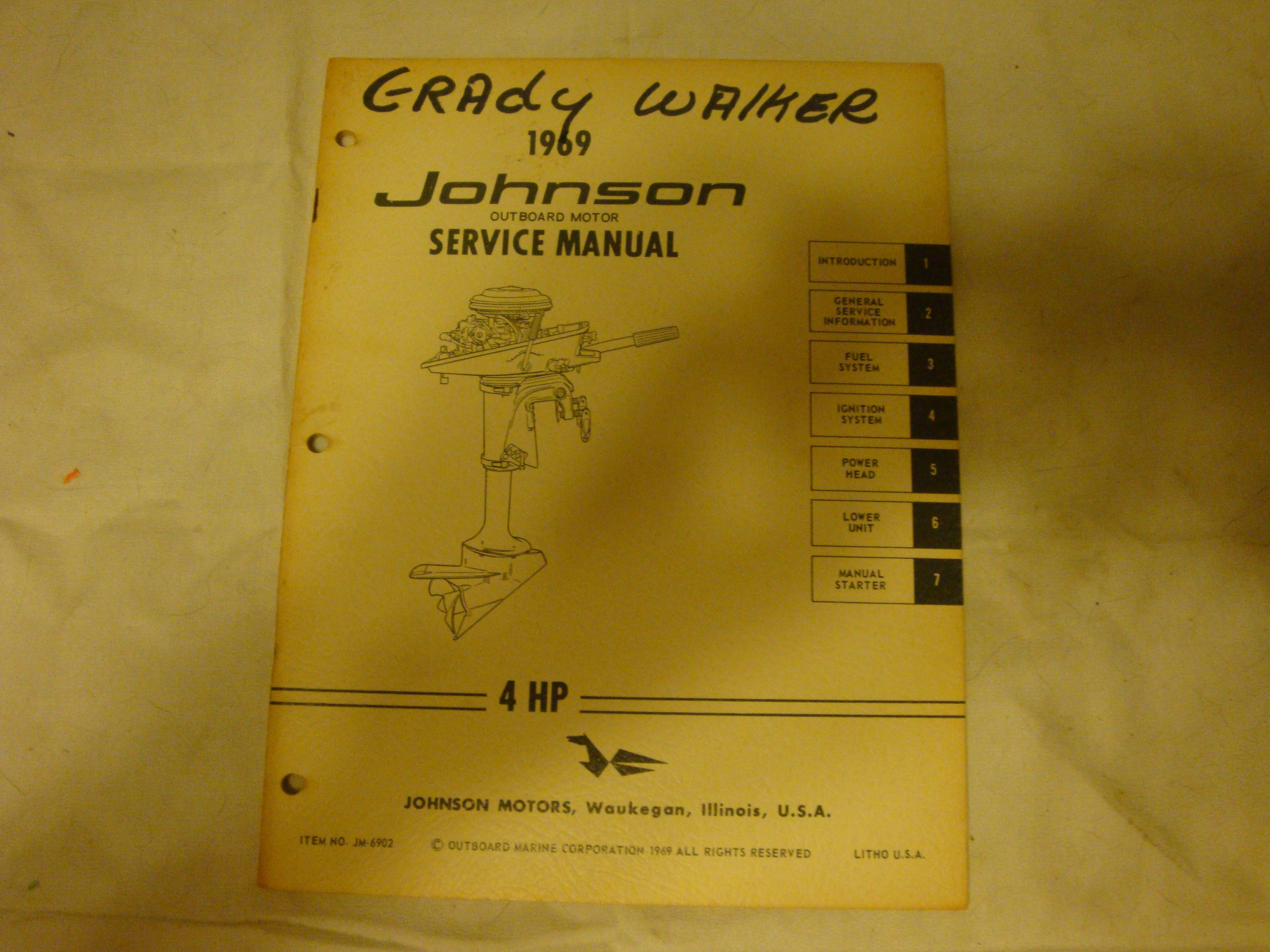 1969 Johnson Outboard Motor Service Manual 4 HP Staple Bound – 1969