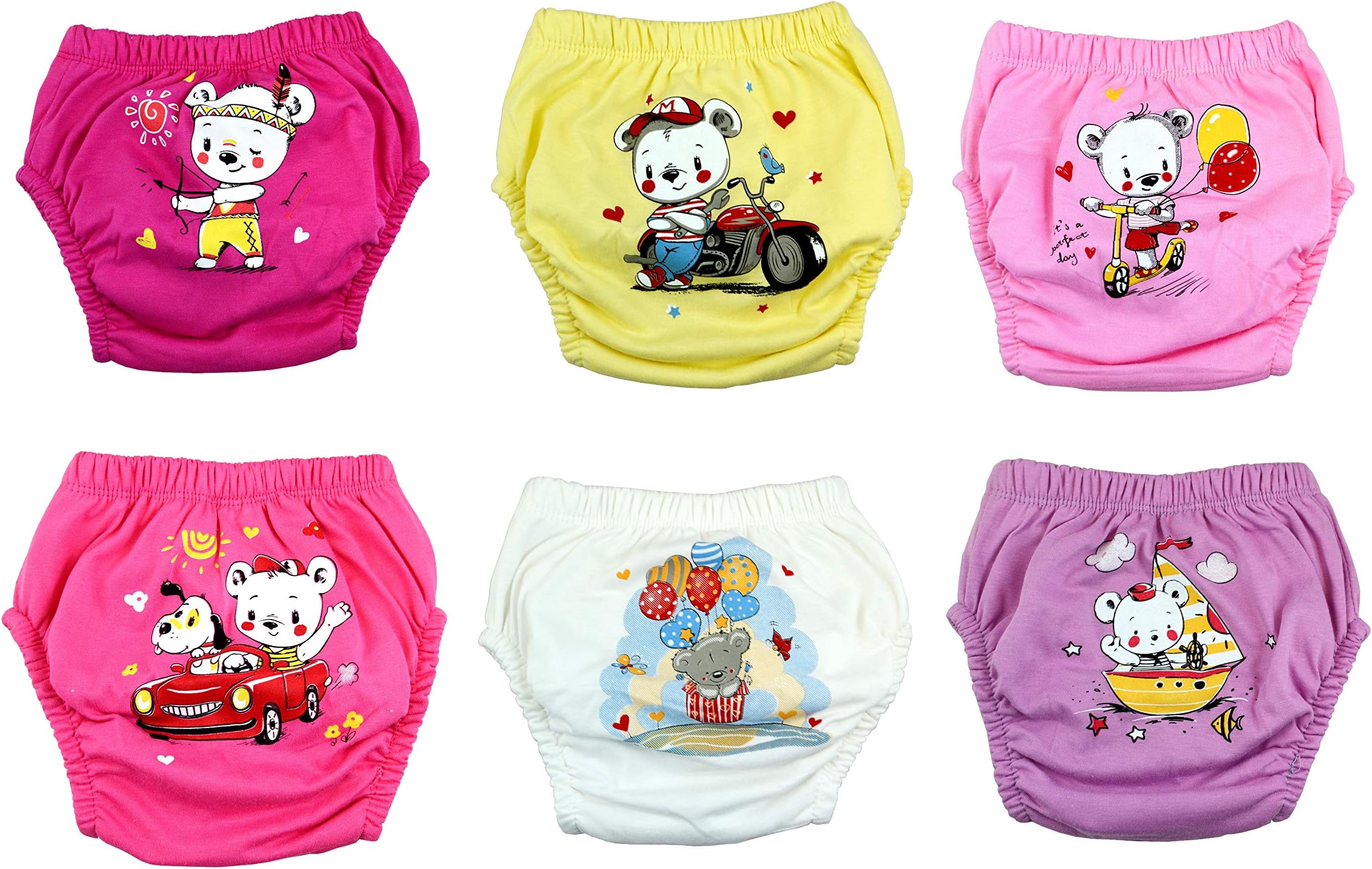 Potty Training Pants, pack of 6, reusable toddler nappy pants, learning nappies, trainer nappies, baby underwear clean toilet training