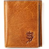 Freedom Leather RFID Trifold Wallet for Men with Smart Pocket for Air Tag or Other Tracking Devices and 2 ID Windows In Durable Top Grain Leather Ideal for Travel