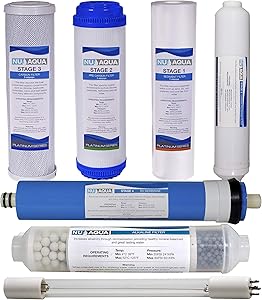 NU Aqua Platinum Series 7-Stage Complete UV Alkaline Reverse Osmosis Water System Replacement Filter Set – 10 Inch Standard Size Water Filters