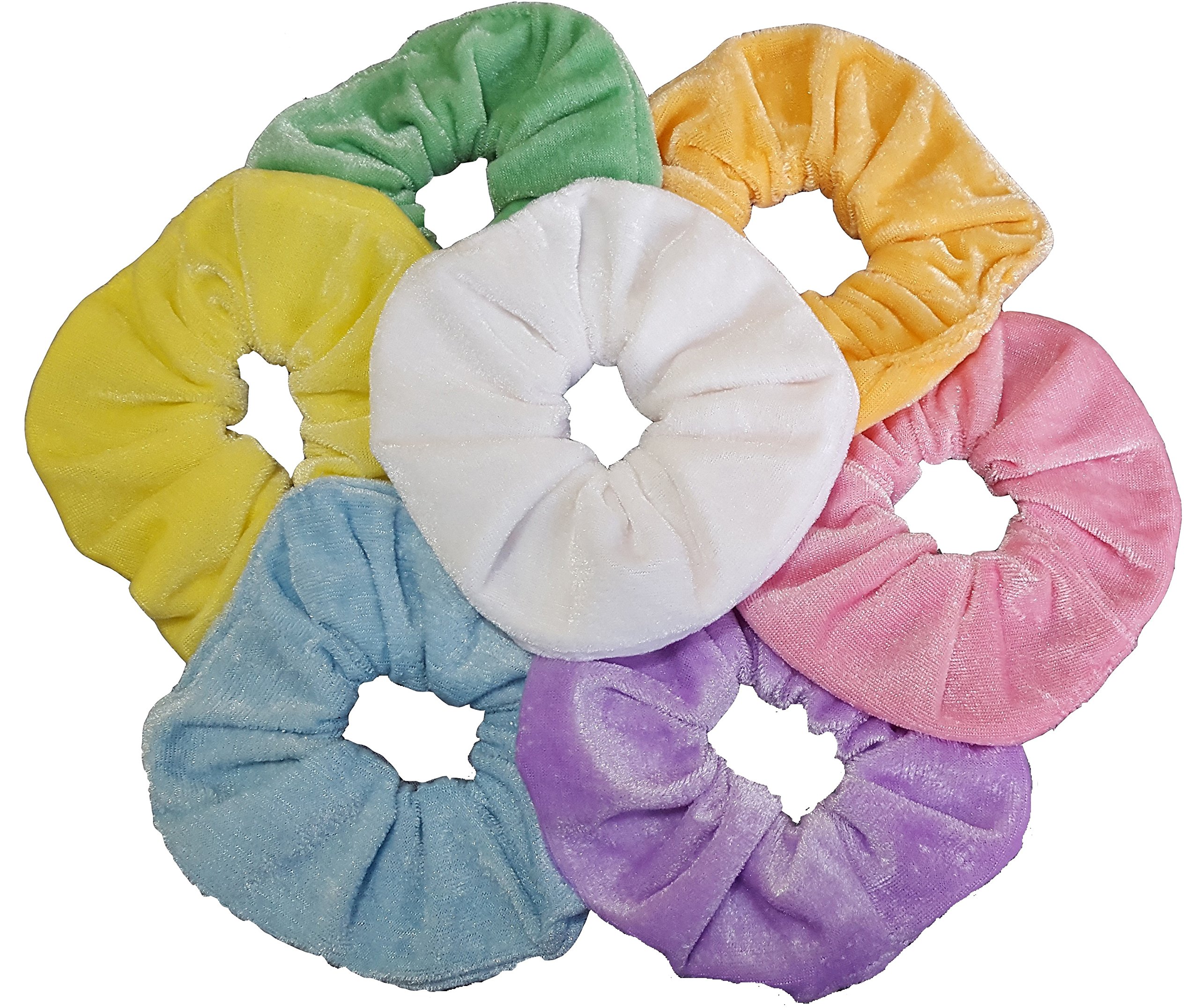 Aadya® Pastel Pack of 7 Hair Scrunchies Velvet Elastics Scrunchy Bobbles Hair Bands Hair Ties Ponytail Holders