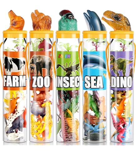 UNIQUE KIDS Mini Insect Figurines - 16 Piece Set In Tube, Realistic Tiny Animals For Sensory Play, Party Favors
