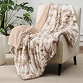 Bedsure GentleSoft Sherpa Fluffy Throw Blanket - Fleece Warm and Cozy Throw for Women Gift, Plush & Fuzzy Faux Fur Blanket for Couch, Sofa and Bed Decor, Tie Dye Design, Beige, 50x60 Inches