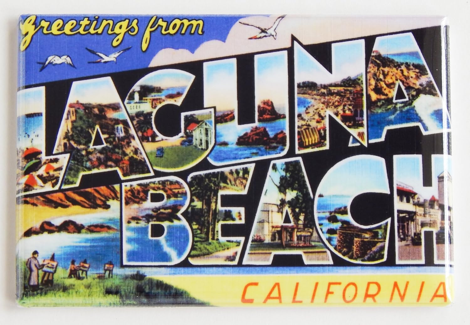 Saludos de Laguna Beach California imán para nevera (2 x 7,62 cm ...