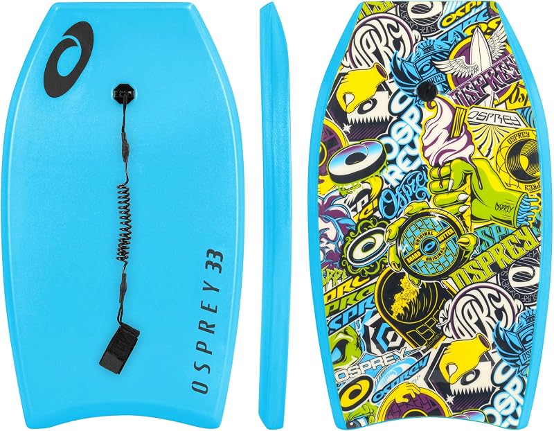 Osprey 33 Inch Bodyboard Kids Beginners Lightweight Deck with Leash Blue
