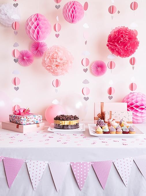 Baby Shower Party Decoration Set For Girls In Pink And White