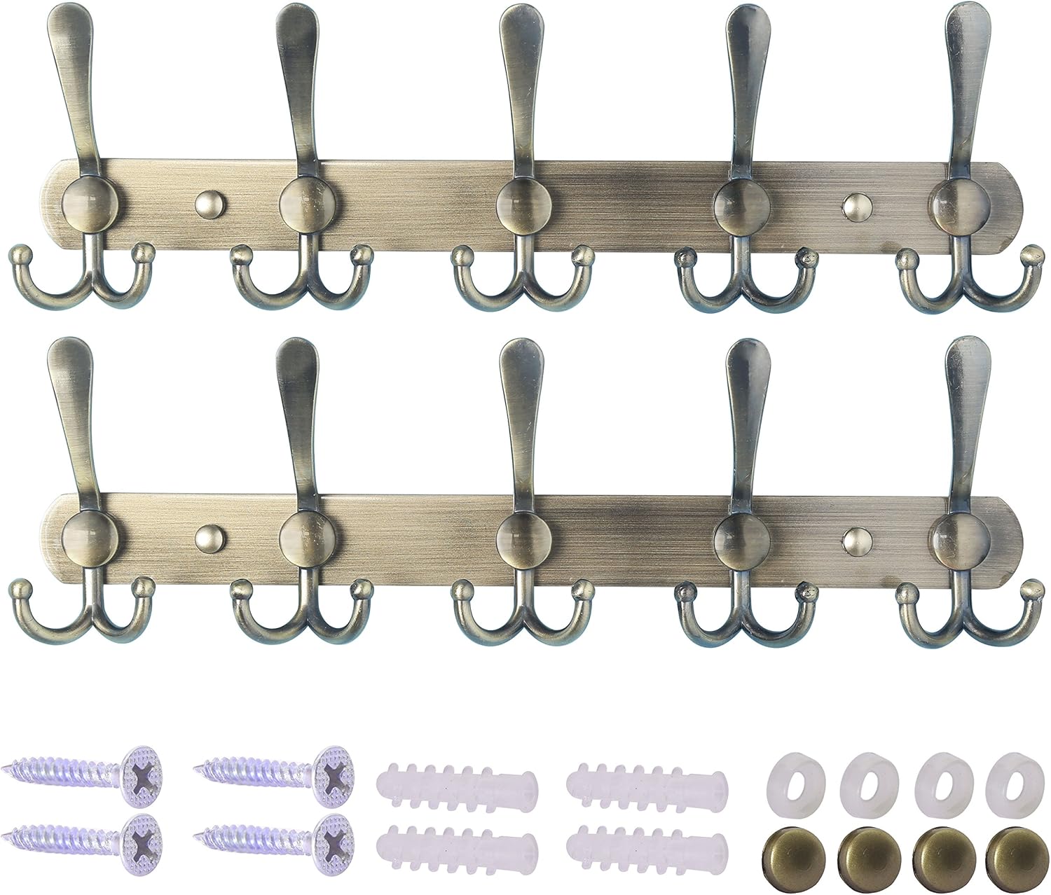 Dseap Wall Mounted Coat Rack 5 Tri Hooks, Heavy Duty, Stainless Steel
