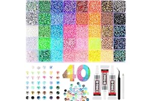 40 Colors Rhinestones Bedazzling Kit, 32000 Pcs 3mm Flatback Gems, B7000 Glue & Tools Set, Bling DIY Craft Supplies for Cloth