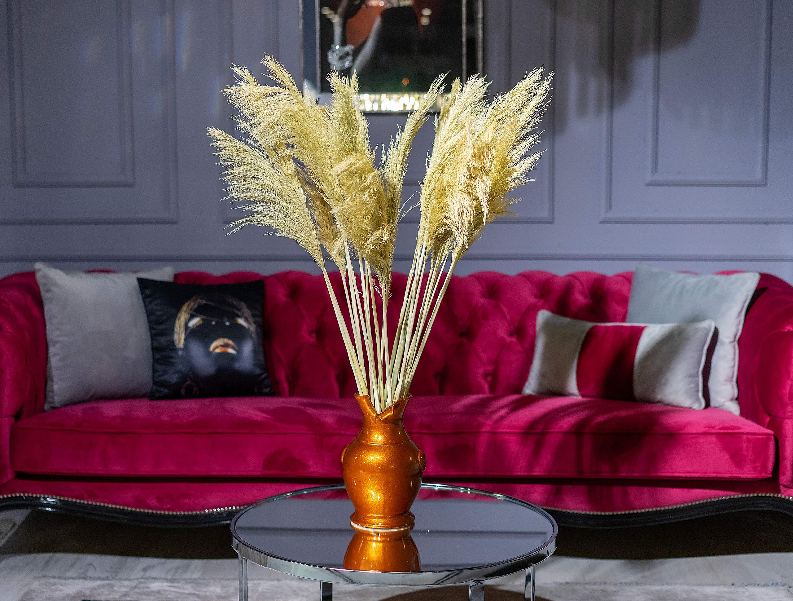 Buy PLTz Art 10 Stems Large Natural Dried Pampas Grass Decor 40'' Tall