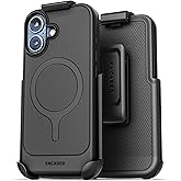 Encased Thin Armor for iPhone 17 Case with Belt Clip (Compatible with MagSafe) Slim Flexible TPU Cover with Rotating Holster (Matte Black)