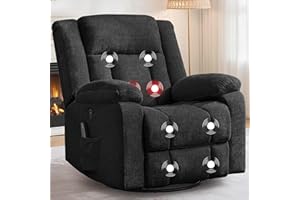 Korser Rocker Recliner, Glider Recliner Chairs for Adults, 360° Swivel Rocking Chair with Massage and Heating, Nursery Chair with Storage and USB Charging for Living Room, Bedroom, Nursery