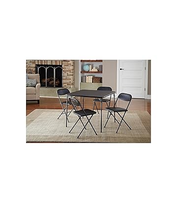 Cosco 5-Piece Card Table Set in Black for Dining or Games