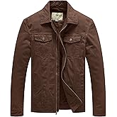 WenVen Men's Casual Canvas Cotton Jacket Lightweight Military Utility Jacket