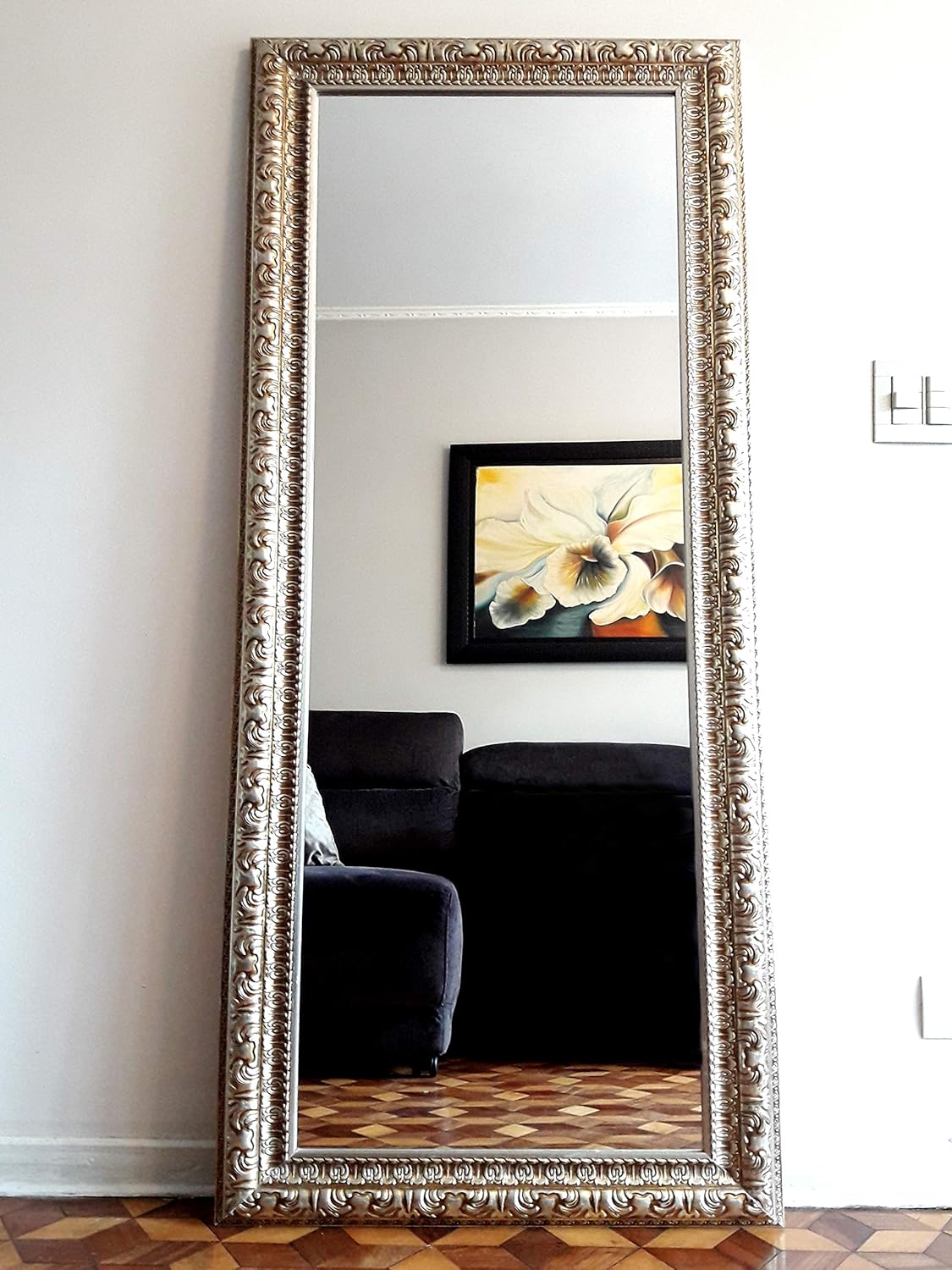 Espelho Grande De Chao 0 70 X 1 70mt Moldura Madeira Prateada Firenze Amazon Com Br