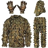 AYIN Ghillie Suit for Men – 3D Leafy Camo Hunting Suit with Hood for Turkey Hunting & Airsoft