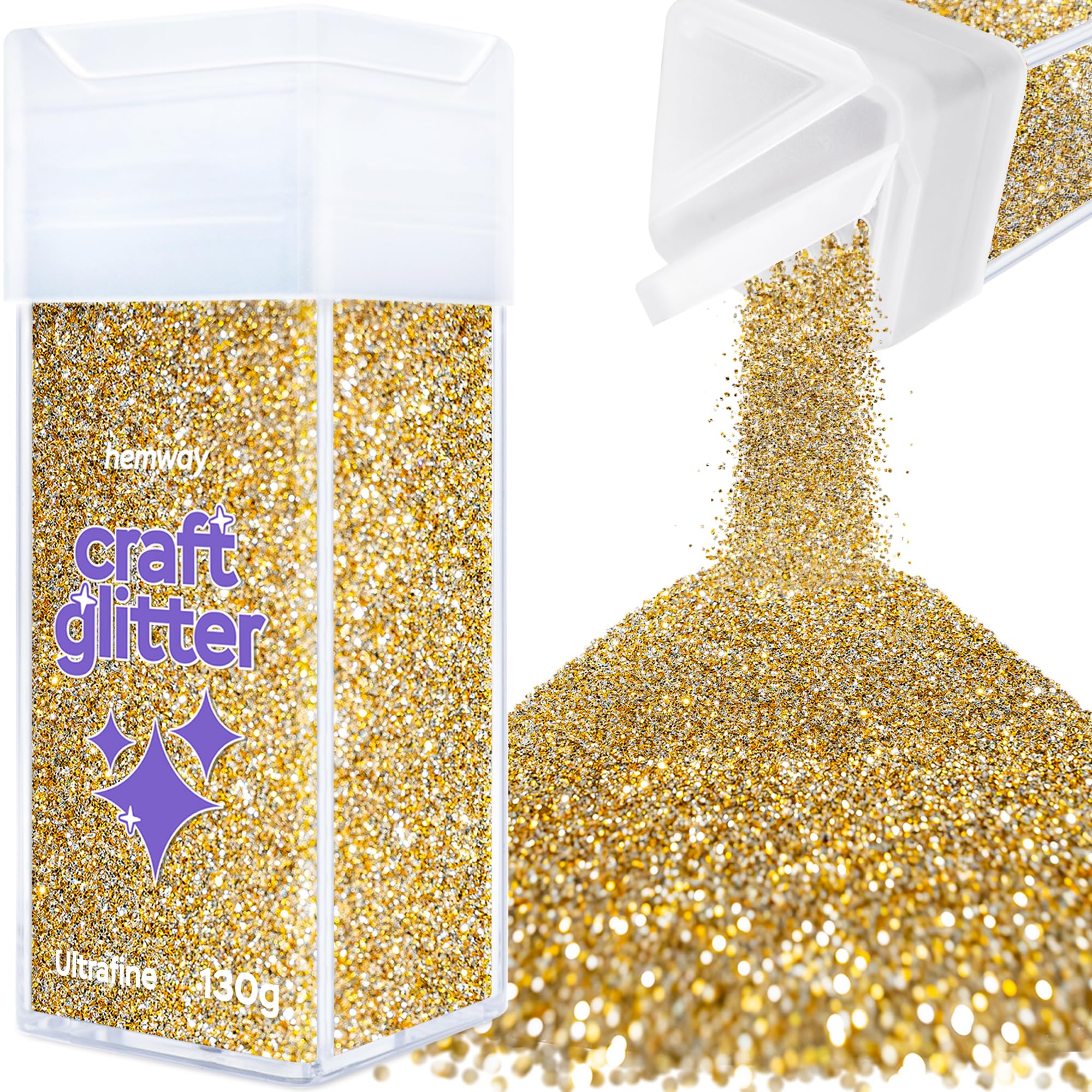 Hemway Glitter Shaker Gold Silver 110g Ultrafine, Craft Glitter Shaker for Resin & Epoxy Crafts, Christmas Art Supplies, Nail, Body, Face, Eye, Festival, Crafting, Slime, Sparkle