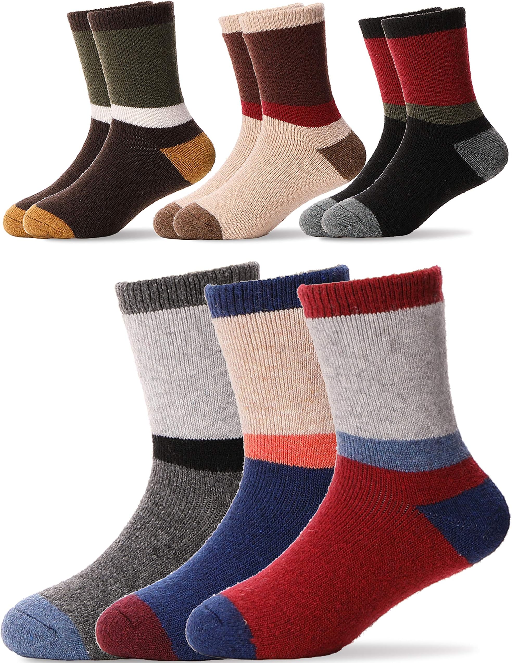 Girls Boys Wool Socks Warm Thick Thermal Cotton Winter Crew Socks For Child Toddlers Kid 6 Pack