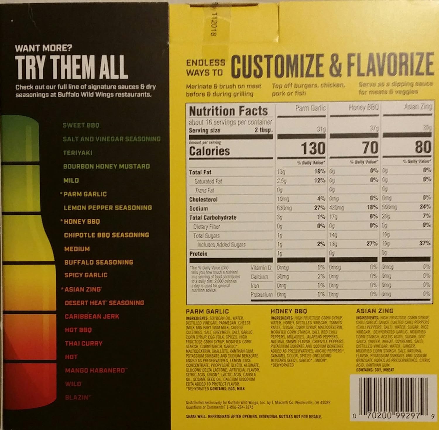 Amazon Com Buffalo Wild Wings Fan Fave Sauces Parmesan Garlic