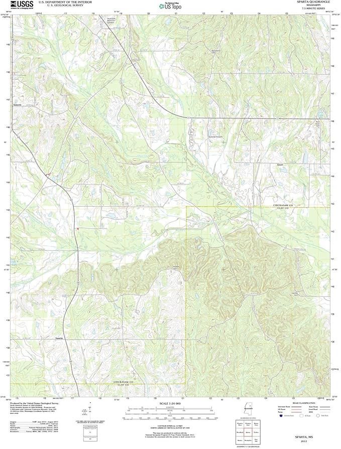 2012 Sparta, MS Mississippi USGS Historical Topographic