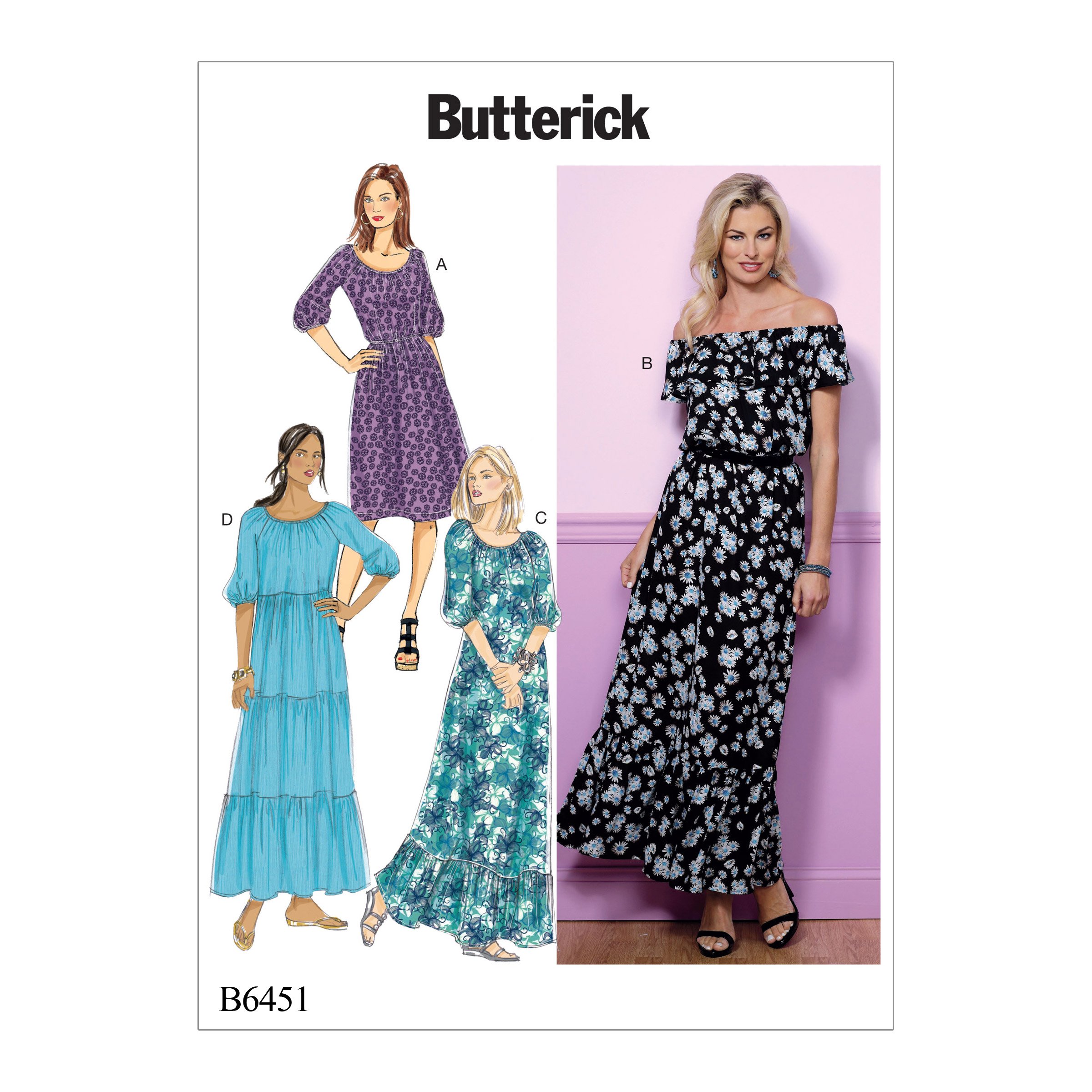 Butterick Patterns 6451 Y,Misses Dress,Sizes, Paper, Multicoloured, Y (XSM-SML-MED)