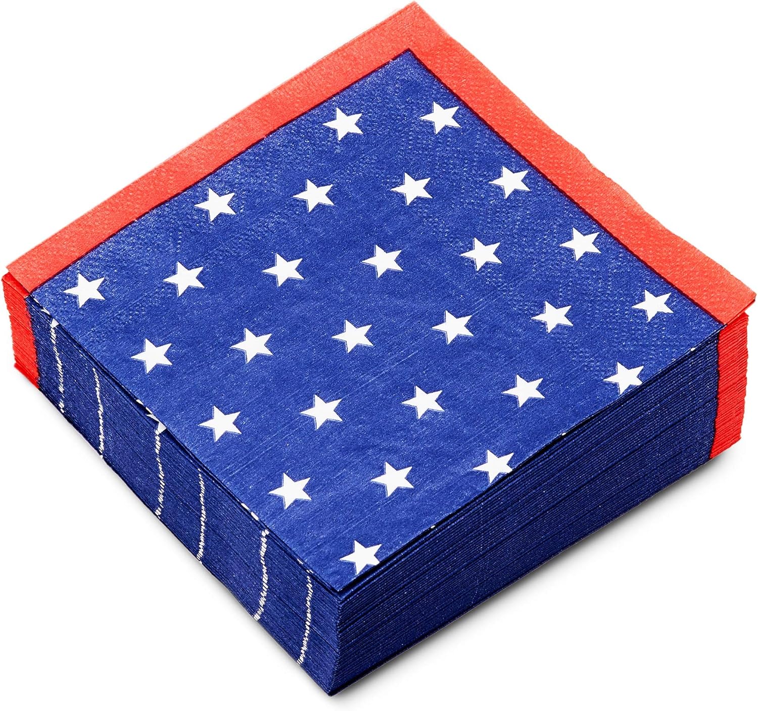 Cocktail Napkins, 50-Pack, 4th of July Patriotic Napkins, Disposable Paper Napkins, 4th of July Party Supplies, 3-Ply, 5 x 5 Inches Folded, 10 x 10 Inches Unfolded