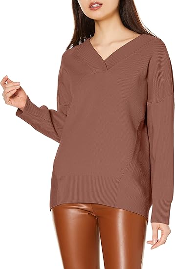 Amazon リリーブラウン Vネックオーバーニットプル Lwnt レディース Brw F セーター 通販