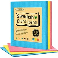 HOMERHYME Swedish Dish Cloths - Pack of 10, Cellulose Swedish Sponge Dishcloths, Absorbent Swedish Dishtowels for Kitchen, No