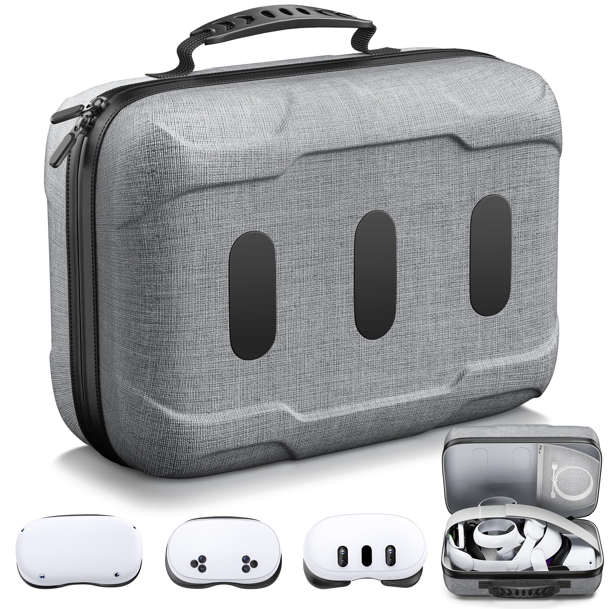 KawayeReal Hard Carrying Case for Meta Quest 3/3S/2/Vision Pro/Elite Strap, Large Travel and Home Storage Case for VR Headset and Controller Accessories