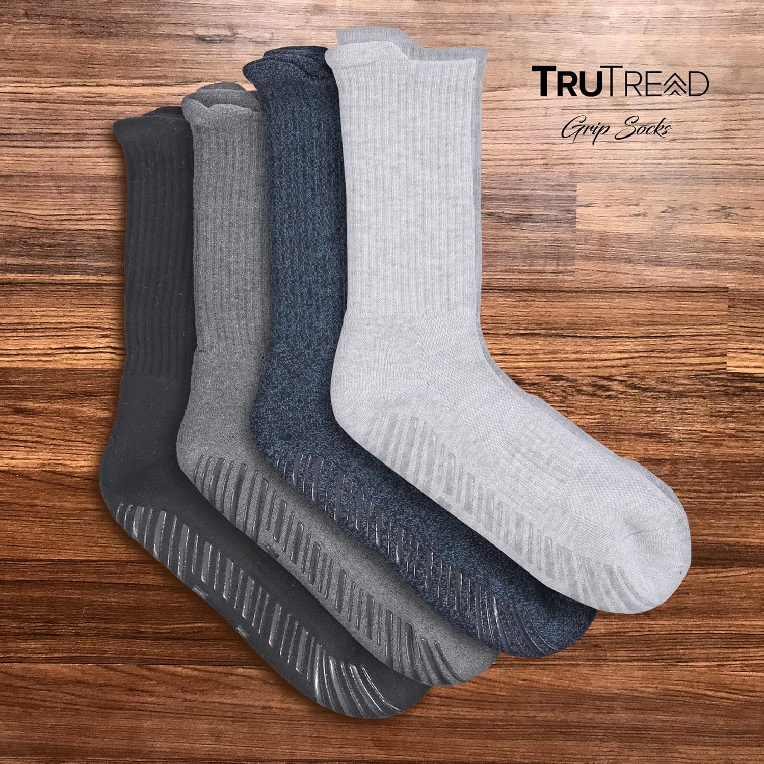 Non Skid Crew Grip Socks (4 Pairs) Barre Yoga Pregnancy Hospital: Clothing