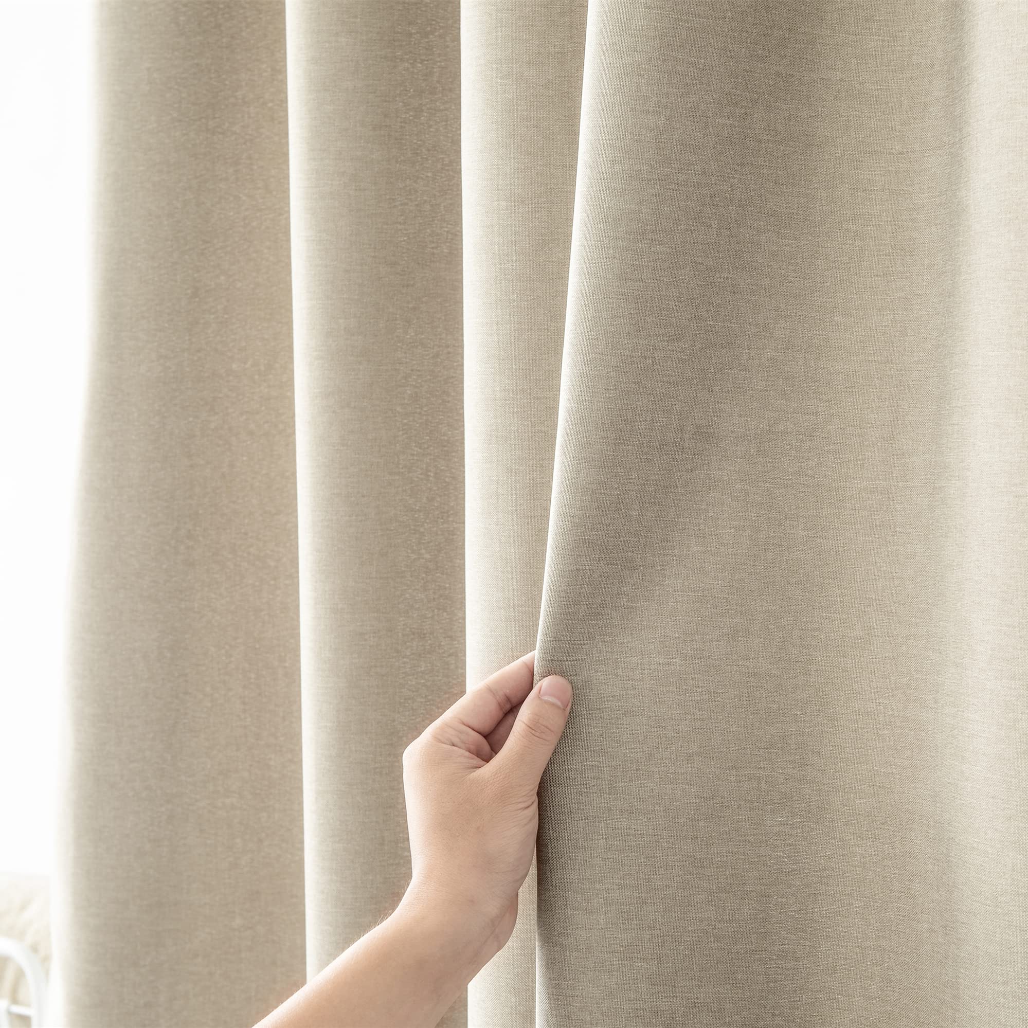 YEVDA Top Linen Fabric Shower Curtain 240 x 200 cm Waterproof Anti-Mould for Bathroom Light Coffee 240 x 200 cm