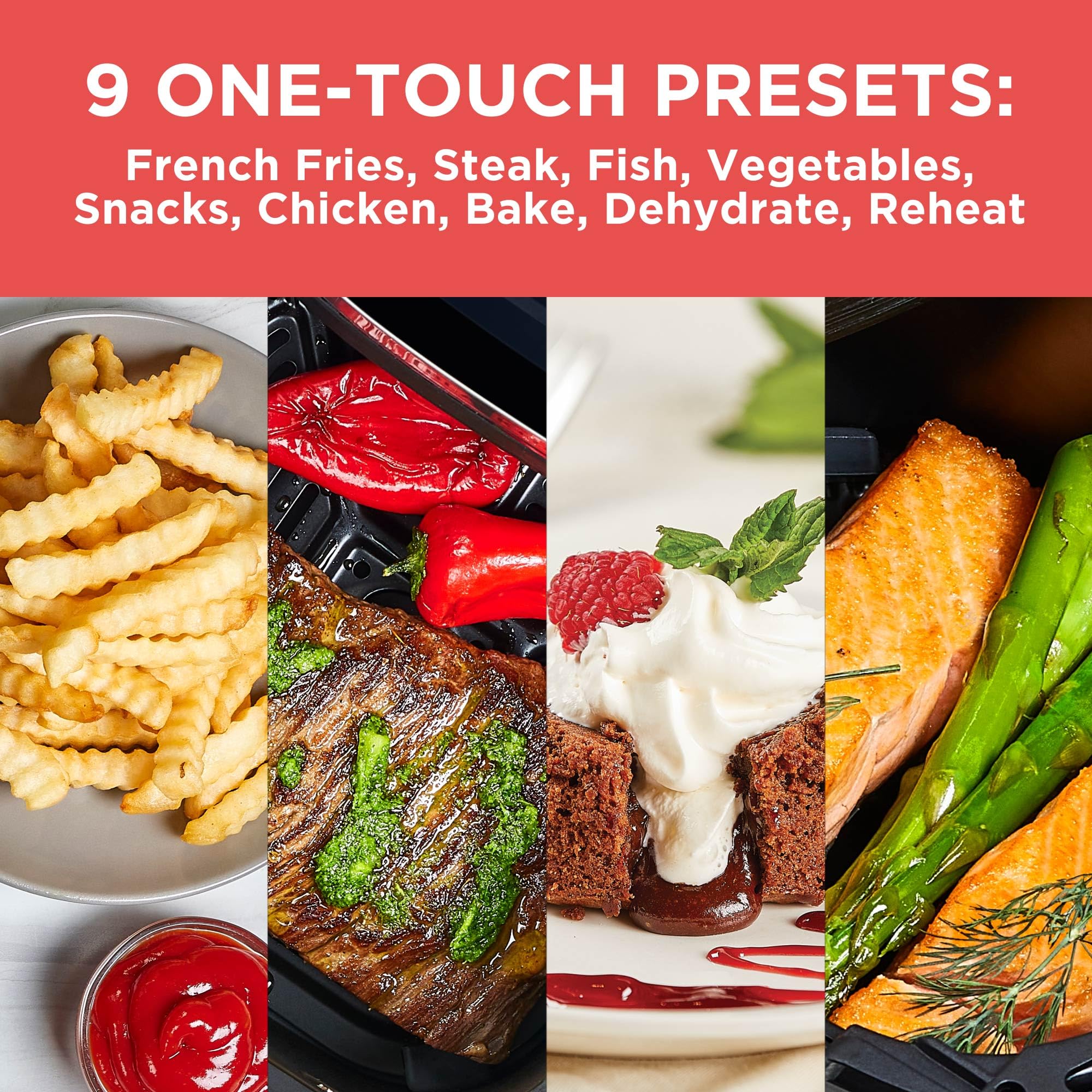 Freidora de aire BLACK+DECKER Purifry de 6 cuartos, sabor crujiente y frito sin grasa, además de hornear, deshidratar y mantener los alimentos calientes, pantalla táctil digital y apagado automático