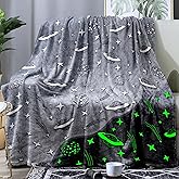 Zevrez Space Blanket Super Soft Glow in The Dark Planets and Stars Throw Lightweight Glowing Bed Blankets Gifts for Kids Adults Couch Bed (48"x 60", Glow Space)