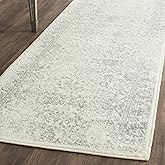 SAFAVIEH Adirondack Collection Runner Rug - 2'6" x 20', Ivory & Silver, Distressed Vintage Floral Design, Non-Shedding & Easy to Clean, Ideal for Hallway, Foyer, Entryway, Bedroom (ADR109C)