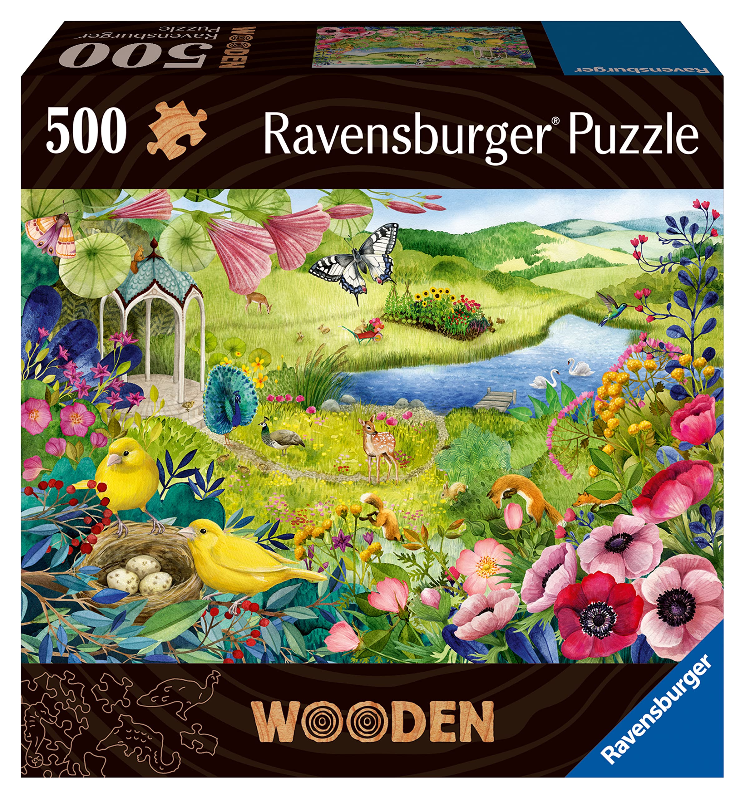 Ravensburger Wooden Jigsaw Puzzle for Adults and Kids Age 14 Years Up - Wildlife Garden 500 Pieces