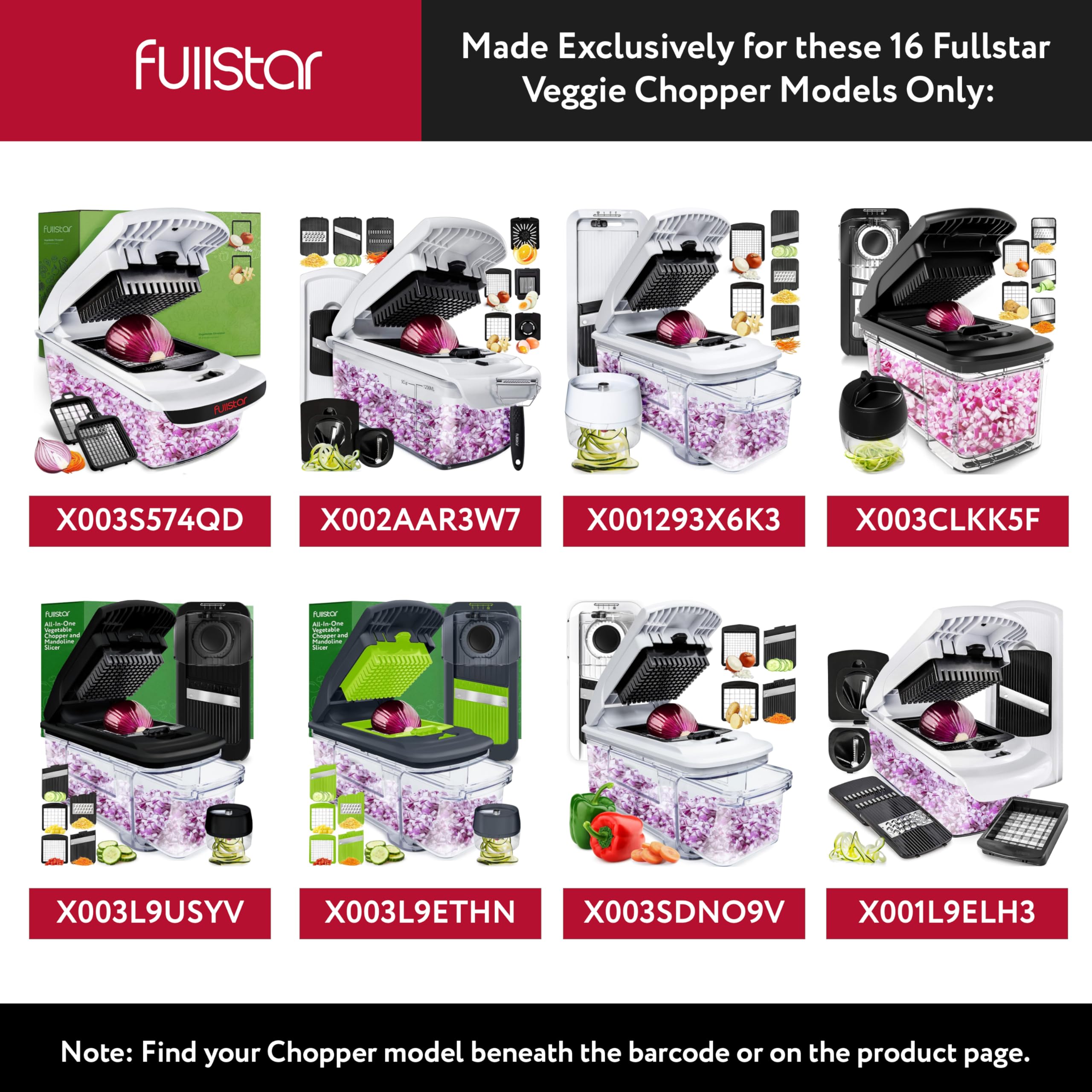 Fullstar Blade Replacement Set – Only Compatible with Select Fullstar Vegetable Chopper Models – 2pc Insert Set for Large Dice (Potatoes, Apples) & Small Dice (Onions, Tomatoes) – 3.9 x 4.4 inches