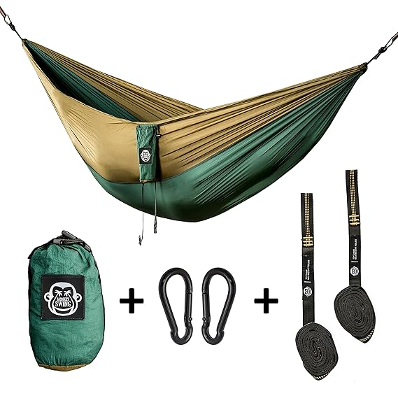 Monkey Swing Hängematte inkl. Aufhängeset I 275 x 140 cm I Outdoor, Travel, Trekking & Camping, Reise-Hängematte, Garten, Str