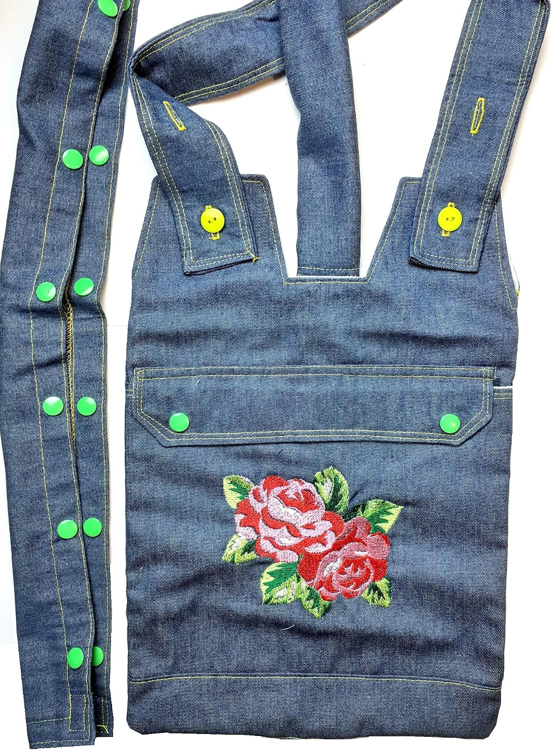 Embroidered Denim Catheter Night Bag Holder with a Pocket