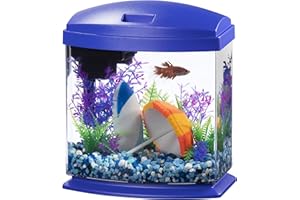 Aqueon LED MiniBow Small Aquarium Fish Tank Kit with SmartClean Technology, Blue, 1 Gallon