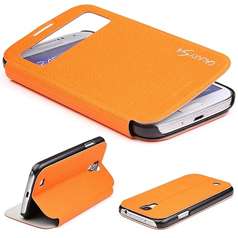 Urcover® View Hülle kompatibel mit Samsung Galaxy S4 Handyhülle Case Schutzhülle Schale Etui Cover Orange
